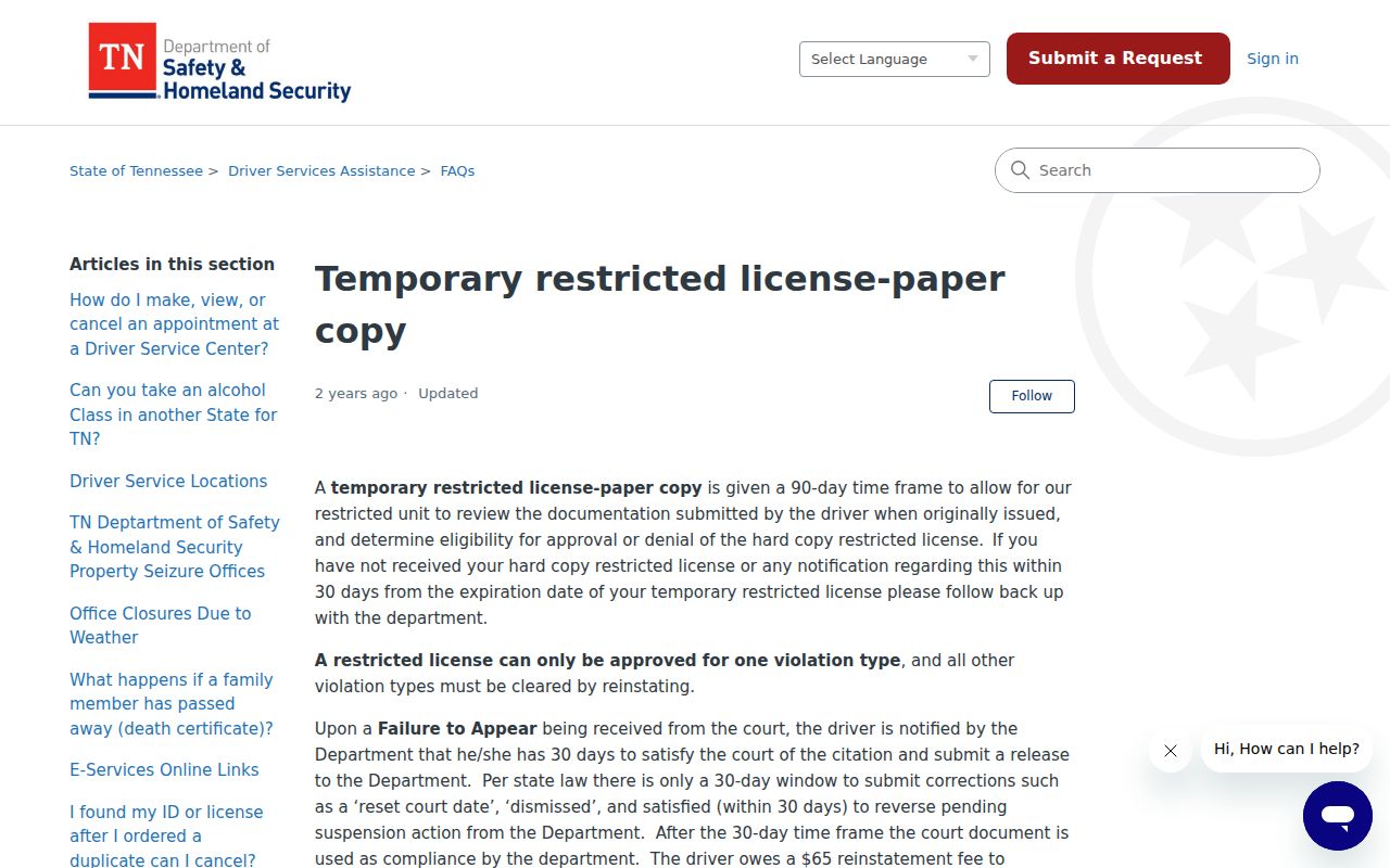 Clay County traffic warrant information: Tennessee Safety FTA notice and release guidance