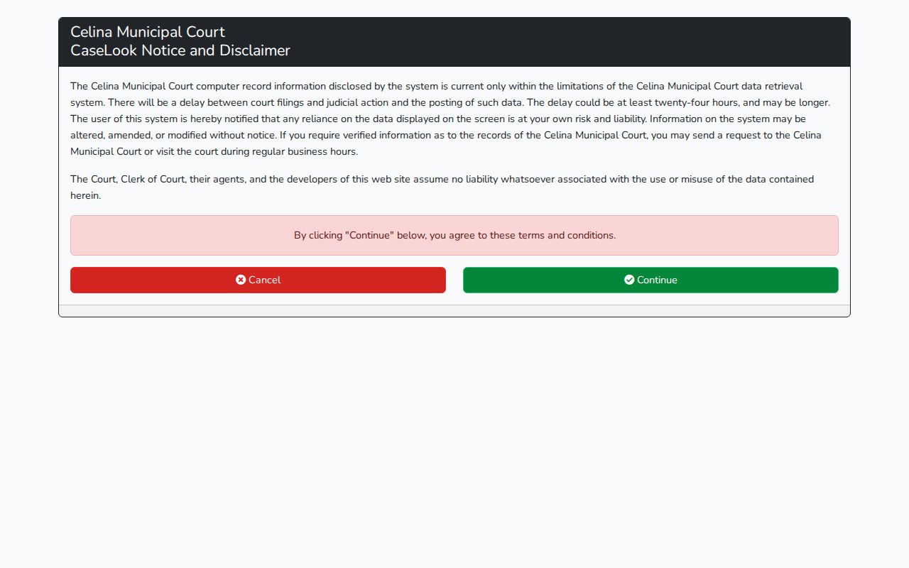 Clay County warrant lookup: Celina CaseLook posting and verification notice